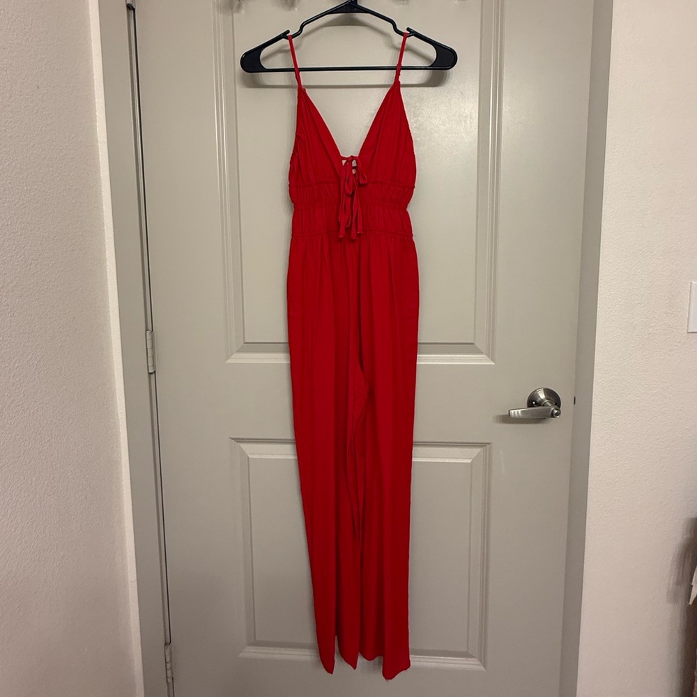 Red Sleeveless Jumpsuit